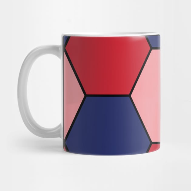 Red/Blue/Pink Hexagon Pattern by GerrardShuttleworthArt